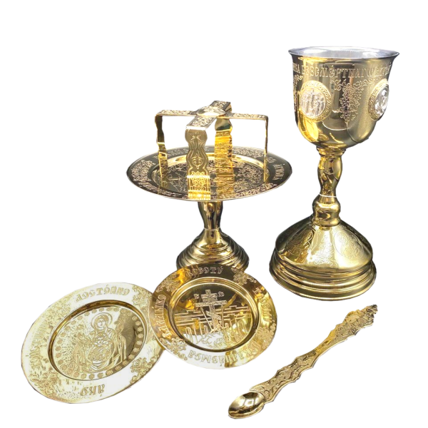 Orthodox Eucharistic set combined in gilding