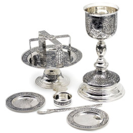 Eucharistic set of brass in silver plating 
