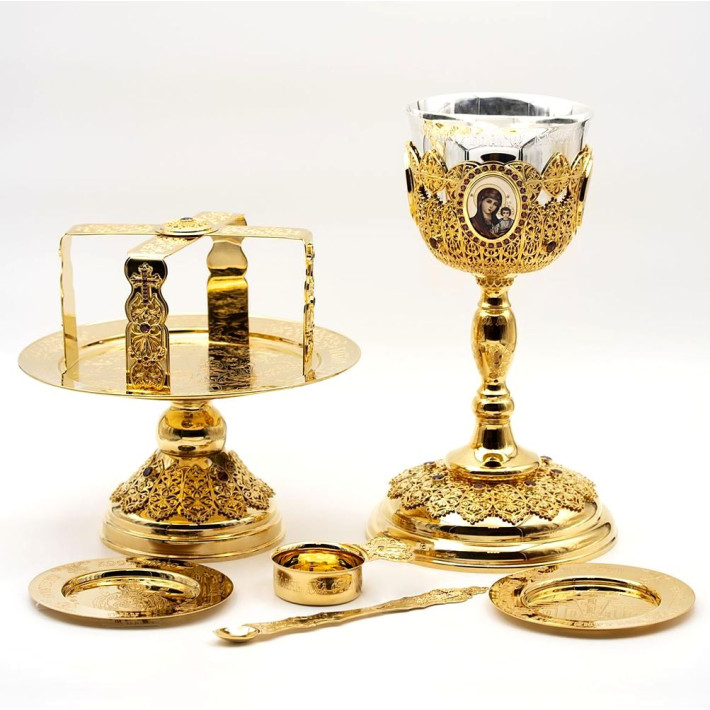 Eucharistický set kombinovaný v pozlacení
