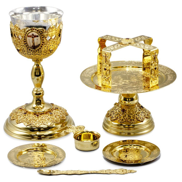 Eucharistický set kombinovaný v pozlacení