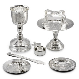 Eucharistic set combined in silver plating