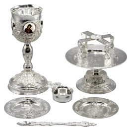 Eucharistic set combined in silver plating