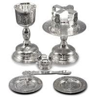 Eucharistic set combined in silver with niello plating