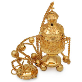 Small brass censer in gilt 