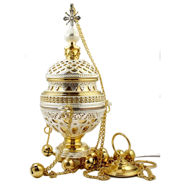 Brass censer with fragmentary gilding