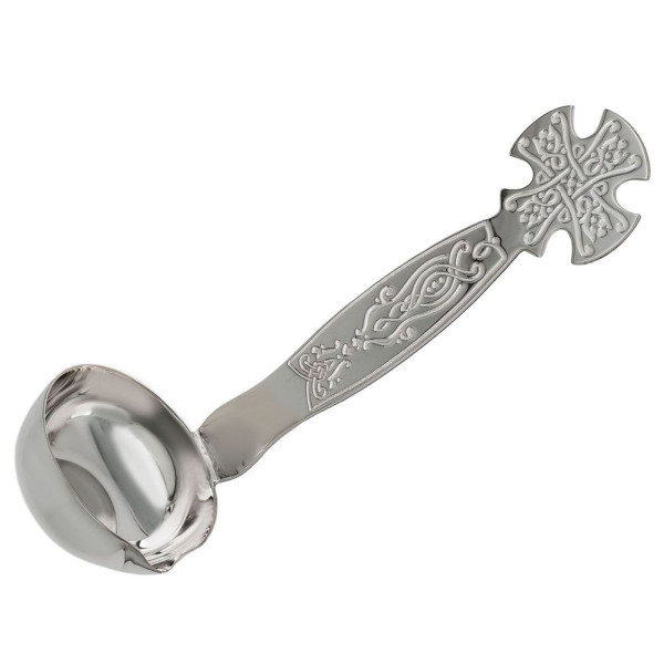 Small pouring ladle made of brass in silver plating