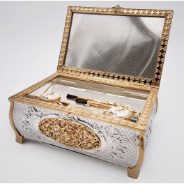 Brass baptismal box in silver with print and gilding