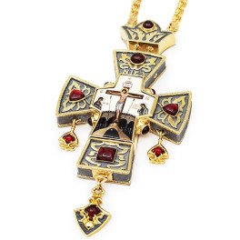 Cross for priest made of brass in gilt with silver plating and chain
