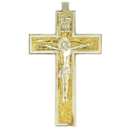Kříž pro kněze z postříbřené mosazi s pozlacením Kříž pro kněze z postříbřené mosazi s pozlacením