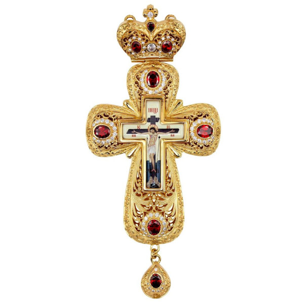 Cross for a priest made of brass with a gold-plated finish
