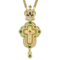 Cross for priest pectoral made of brass in gilding with chain