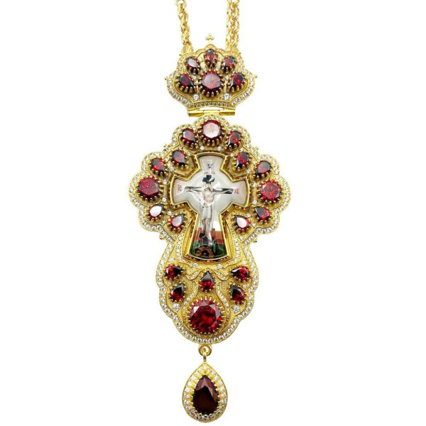 Clergyman's Cross made of brass in gold plated with chain