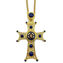 Pectoral cross for a priest, made of gold-plated brass with a chain
