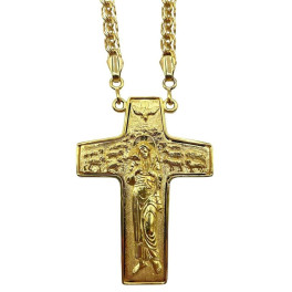 Cross for priest made of brass in gold plated with chain