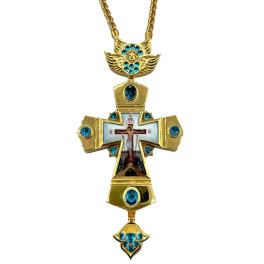 Cross for a priest, made of gold-plated brass with a chain