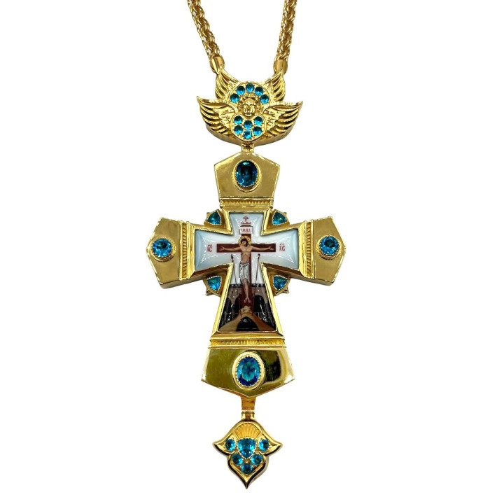 Cross for a priest, made of gold-plated brass with a chain