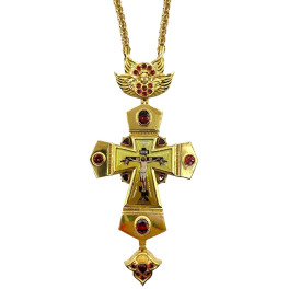 Cross for a priest, made of gold-plated brass with a chain