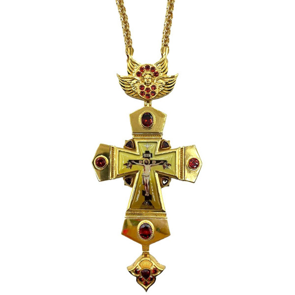 Cross for a priest, made of gold-plated brass with a chain