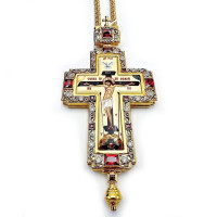 Cross for priest made of brass in gilt with niello and chain