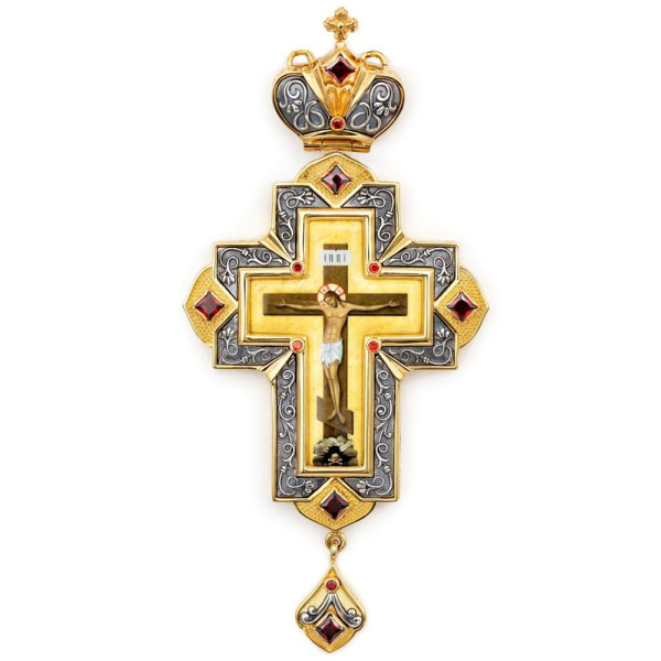 Cross for a priest made of gold-plated brass with silver plating