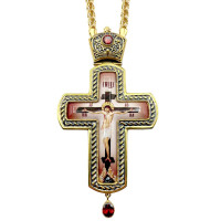 Cross for Priest made of brass in gilt with silver plating and chain Cross for Priest made of brass in gilt with silver plating and chain
