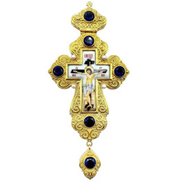 Cross for a priest made of gilded brass with decorative elements