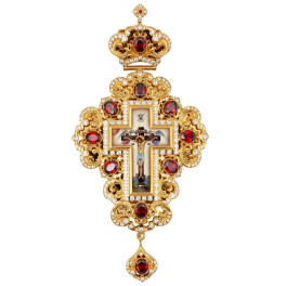 Cross for a priest made of gold-plated brass with decorations