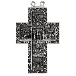 Cross for a priest made of silver-plated brass with a blackened finish