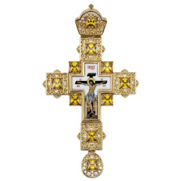Cross for priest in brass in gilding with jewelry
