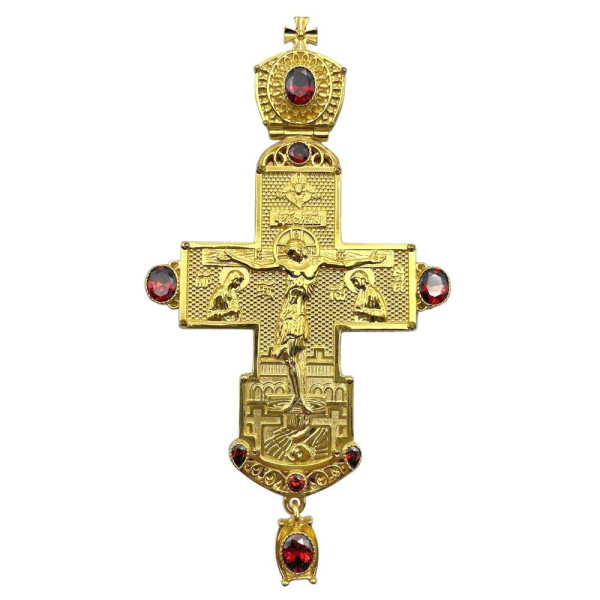Priest's cross made of brass, gold-plated