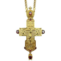 Priest's cross made of brass, gold-plated with chain