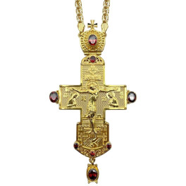Priest's cross made of brass, gold-plated with chain