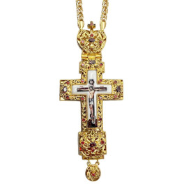 Kříž pro kněze z mosazi pozlacený s řetízkem