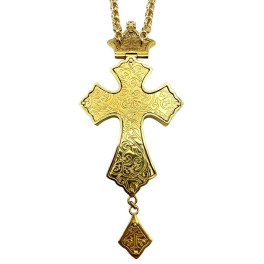 Cross for priest made of brass in gilt with stones and chain