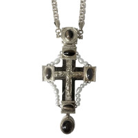 Cross for priest made of brass in silver plating with chain