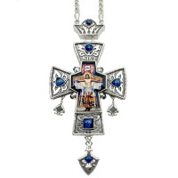 Kříž pro kněze z mosazi ve stříbře s niellem a řetízkem Kříž pro kněze z mosazi ve stříbře s řetízkem a řetízkem