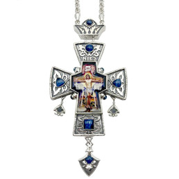 Cross for priest in brass plating with niello and chain and chain