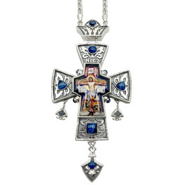 Cross for priest in brass plating with niello and chain and chain Cross for priest in brass plating with niello and chain and chain