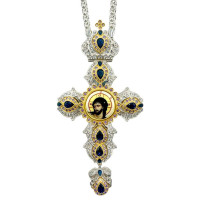 Cross for priest made of brass in silver-plated silver with gilding and chain Cross for priest made of brass in silver-plated silver with gilding and chain