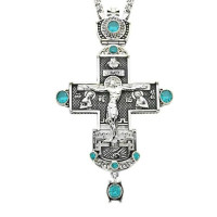 Cross for priest made of brass in silver plated with piercing and chain