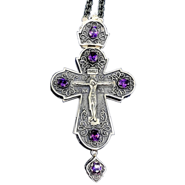 Cross for priest brass cross in silver plated with chain