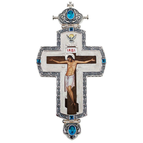 Cross for a clergyman made of silver-plated brass with blackening