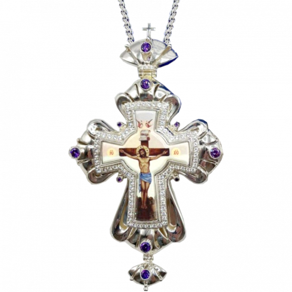 Cross for the priest silver-plated brass with chain 