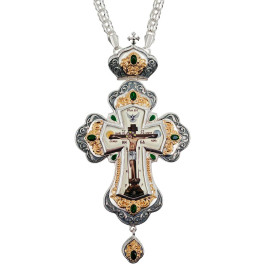 Brass cross with fragmentary gilding and chain