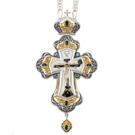 Brass cross with fragmentary gilding and chain