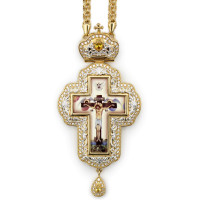 Pravoslavný pektorální kříž z mosazi ve zlacení s řetízkem