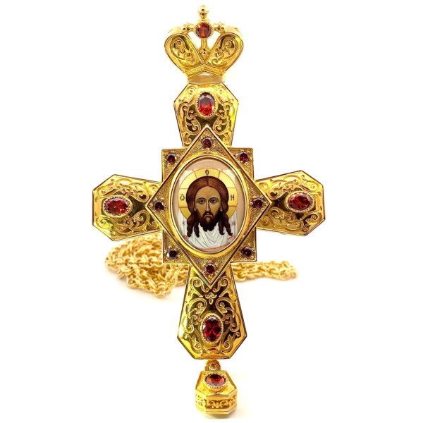 Cross for the priest brass in gilt 