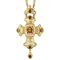 Cross for the priest brass in gilt with chain 