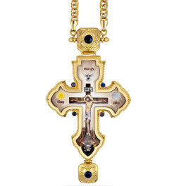 Priest's pectoral cross made of brass in gilt with chain