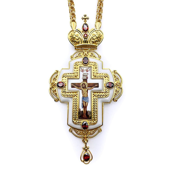 Brass cross in gilding with chain